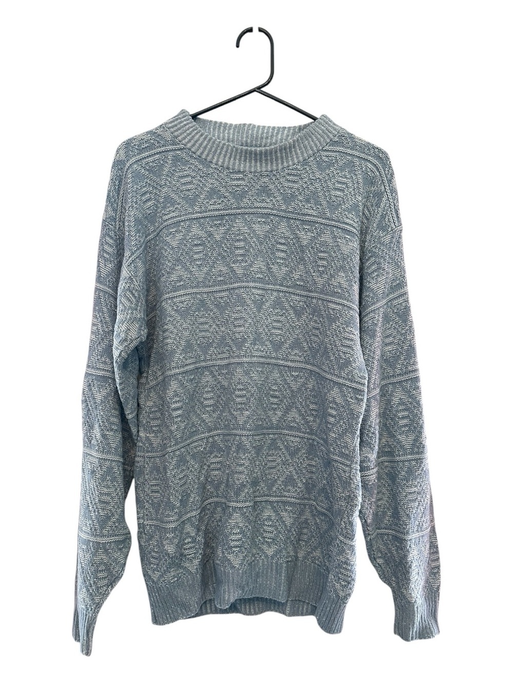 Vintage 90’s Light Blue Textured Crewneck Knit Sweater Size M/L